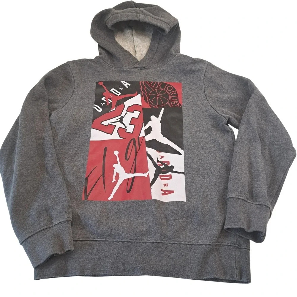 Jordan Jumpman Flight Graphic Hoodie Boys M 10-12 Charcoal Gray Basketball